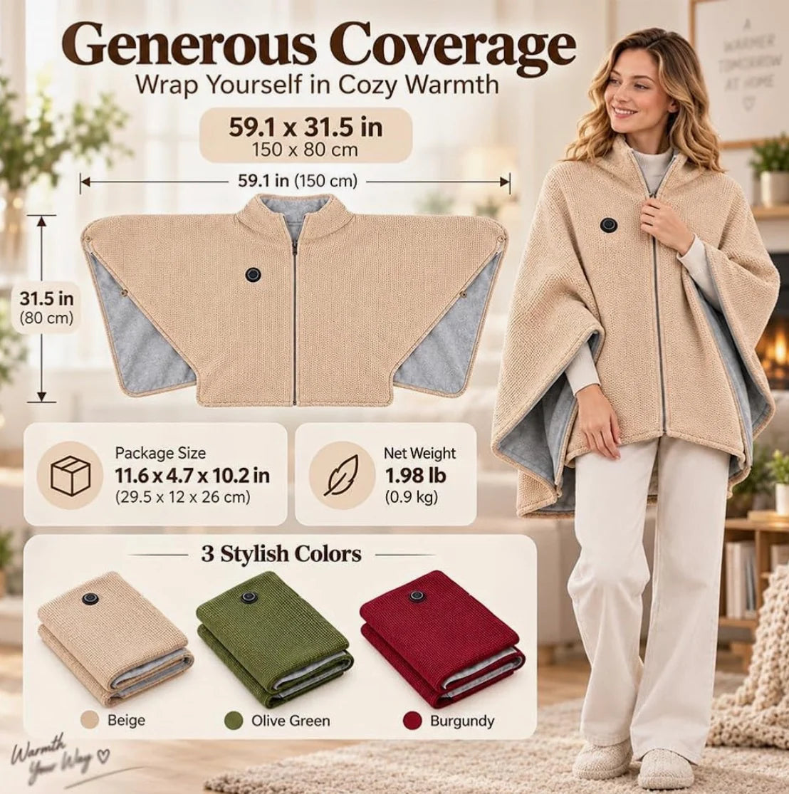 CozyWarmth Heated Shawl Wrap